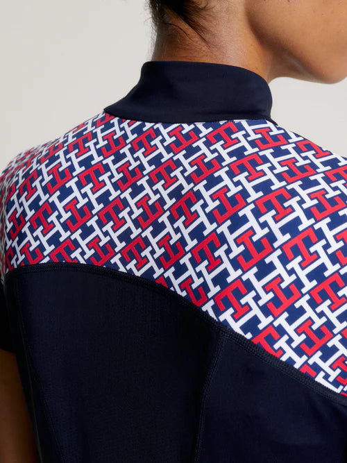 Tommy Hilfiger Denver Cooling Short Sleeve Monogram Training Top with 1/4 Zip