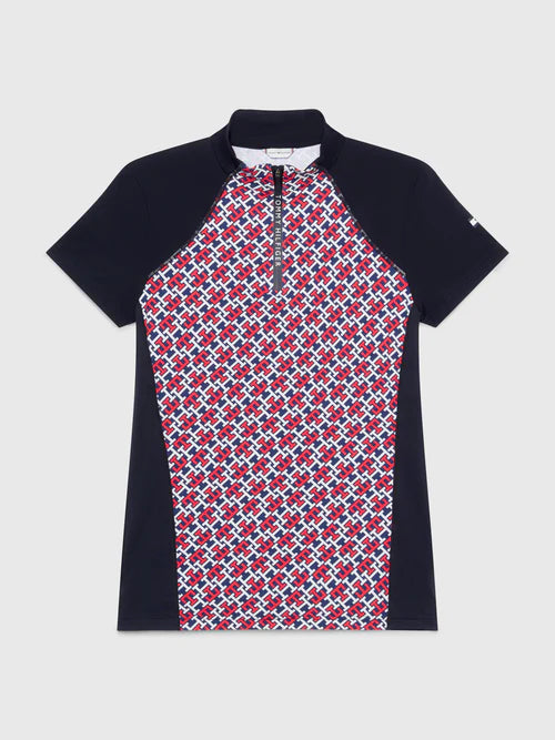 Tommy Hilfiger Denver Cooling Short Sleeve Monogram Training Top with 1/4 Zip