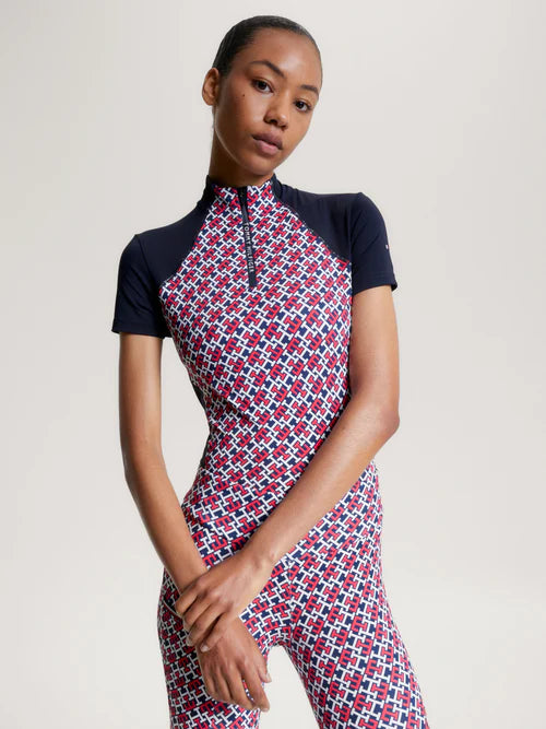 Tommy Hilfiger Denver Cooling Short Sleeve Monogram Training Top with 1/4 Zip