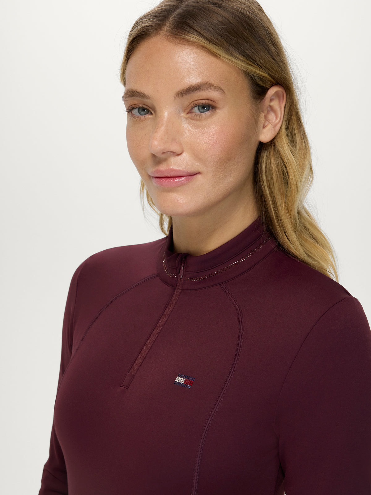 Tommy Hilfiger Cady 1/4 Zip Rhinestone Training Top