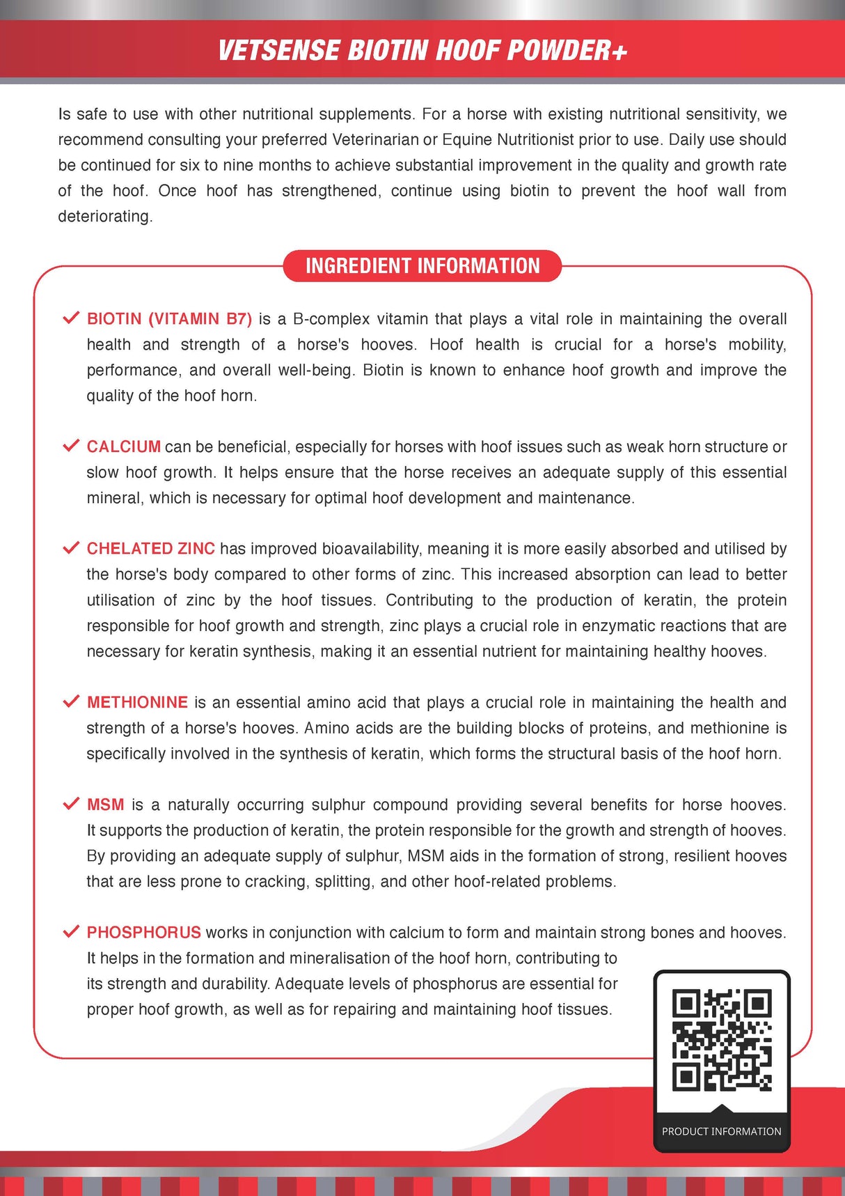 Vetsense Biotin Hoof Powder+ with MSM