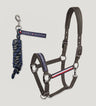 Tommy Hilfiger horse halter and matching lead rope set. The halter is Ash grey with signature branding.