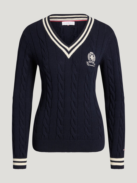 Tommy Hilfiger Roseville Cable Knit V-Neck Sweater