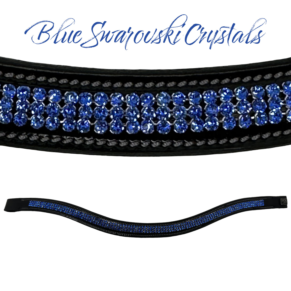 PDS Browband Blue Swarovski Crystals - Black (Warmblood)